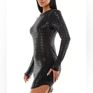 B Darlin Metallic Bodycon Sleeve Dress